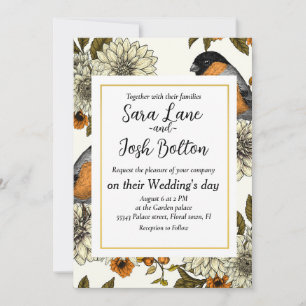 Bullfinch on autumn florals 2 einladung
