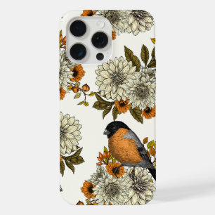 Bullfinch on autumn florals 2 iPhone 15 pro max hülle