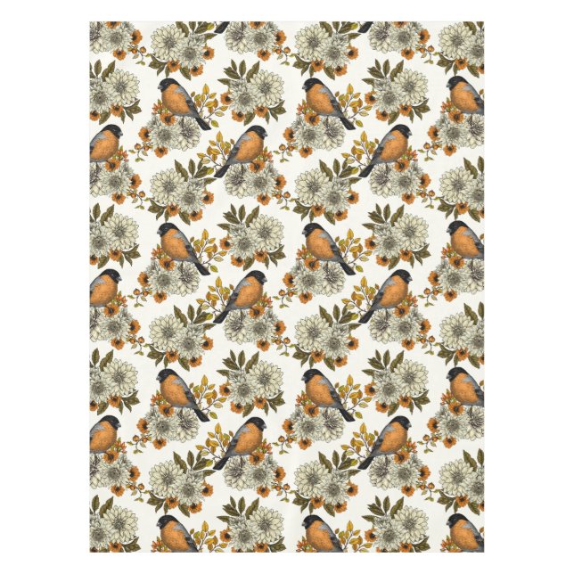 Bullfinch on autumn florals 2 tischdecke (Vorderseite)
