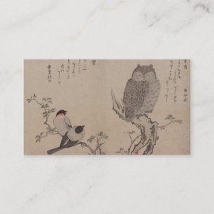 Bullfinch und gehörnte Eule - Kitagawa Utamaro Visitenkarte