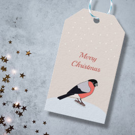 Bullfinch und Schnee Frohe Weihnachtsgeschenke Tag Geschenkanhänger