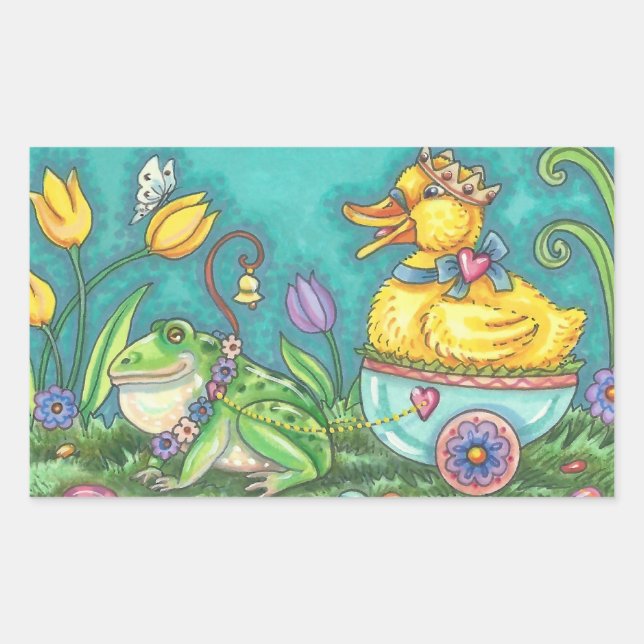 BULLFROG & DUCK EASTER EGG, SPRING STICKERS Sheet (Vorderseite)