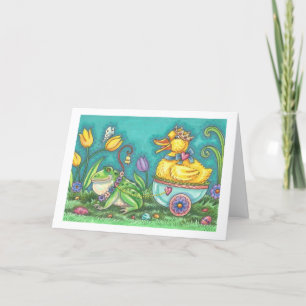 BULLFROG & DUCKLING DRUCK EASTER NOTE CARD Verse Feiertagskarte