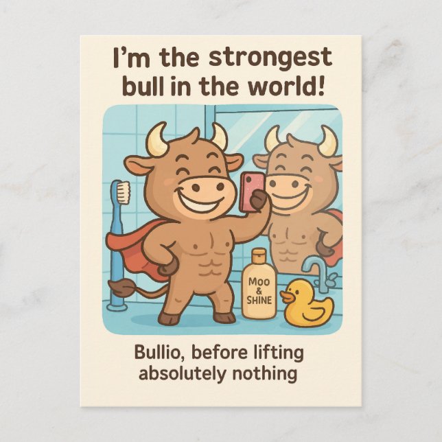 Bullio® Before Lifting - Cartoon-Spielspass Postkarte (Vorderseite)