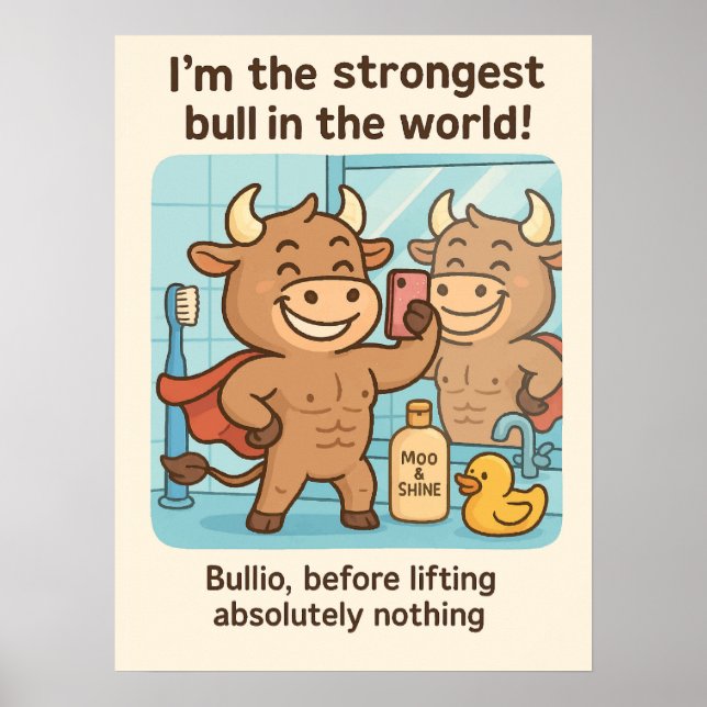 Bullio® Before Lifting - Funny Cartoon Gym Poster (Vorne)