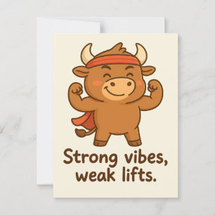 Bullio® Strong Vibes - Funny Cartoon Postcard Postkarte
