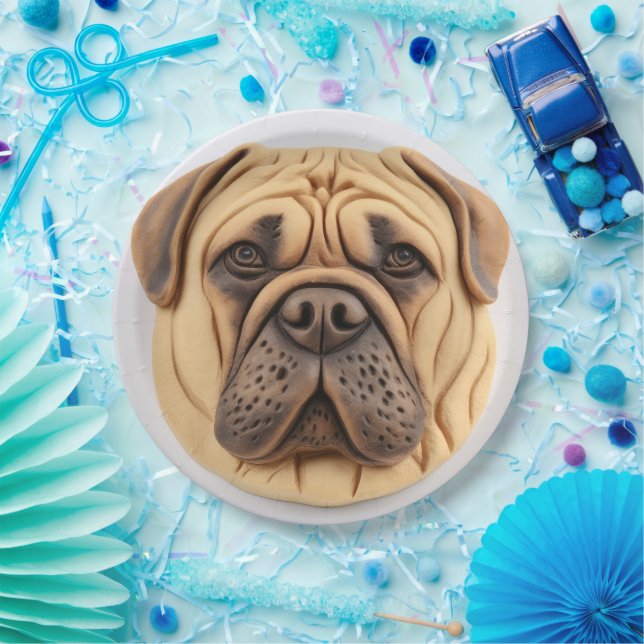 Bullmastiff 3D Inspiriert Pappteller (Party)