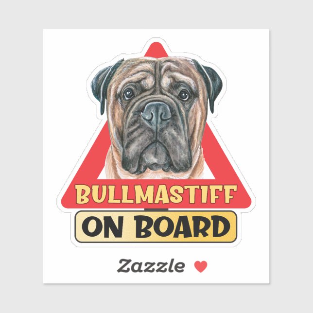 Bullmastiff an Bord Englisch Hund Red Traffic Sign Aufkleber (Blatt)