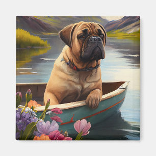 Bullmastiff auf einem Paddel: Ein Landschaftliches Magnet