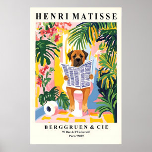 Bullmastiff auf Toilettenwand Kunst Matisse Stil Poster