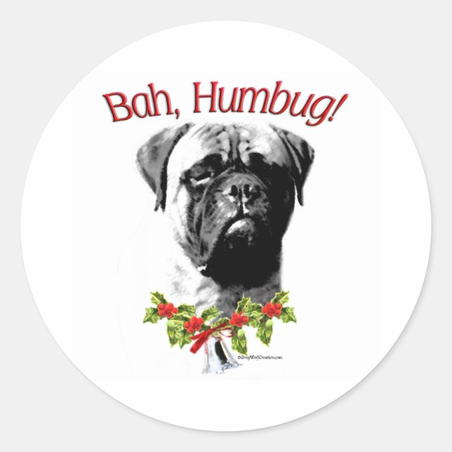Bullmastiff Bah Humbug - Aufkleber (Vorderseite)