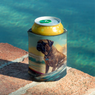 Bullmastiff Beach Surf Malerei Dosenkühler