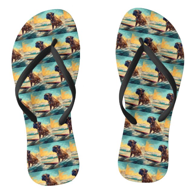 Bullmastiff Beach Surf Malerei Flip Flops (Fußbett)