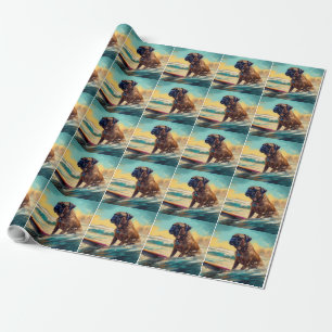 Bullmastiff Beach Surf Malerei Geschenkpapier