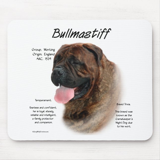 Bullmastiff (Bindle) History Design Mousepad (Vorne)