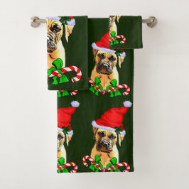 Bullmastiff Christmas Badhandtuch Set