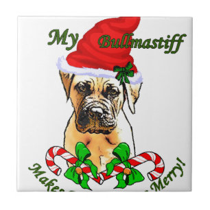 Bullmastiff Christmas Fliese