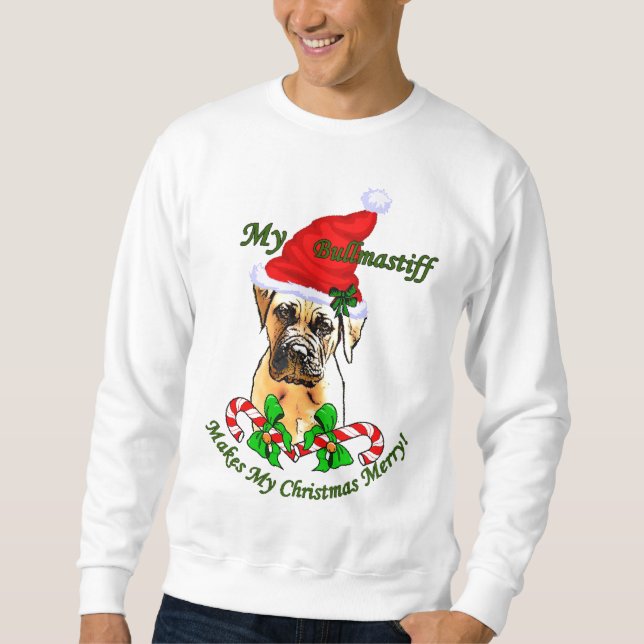 Bullmastiff Christmas Geschenke Sweatshirt (Vorderseite)