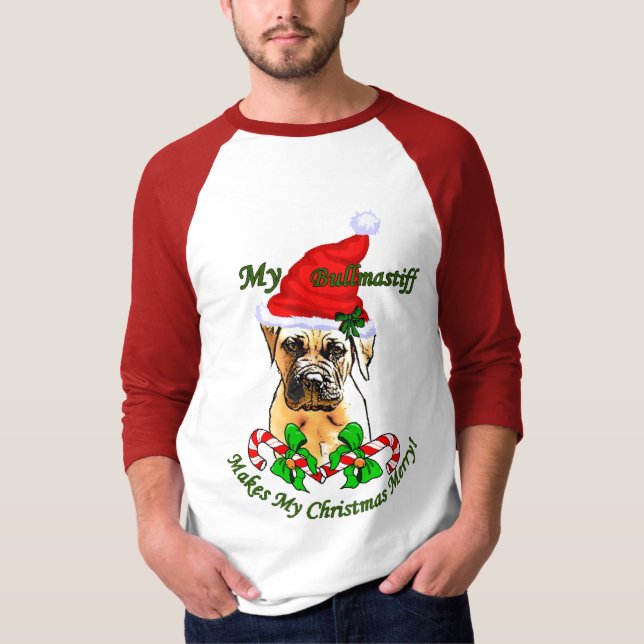 Bullmastiff Christmas Geschenke T-Shirt (Vorderseite)