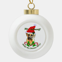 Bullmastiff Christmas Merry Keramik Kugel-Ornament