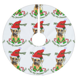 Bullmastiff Christmas Merry Polyester Weihnachtsbaumdecke