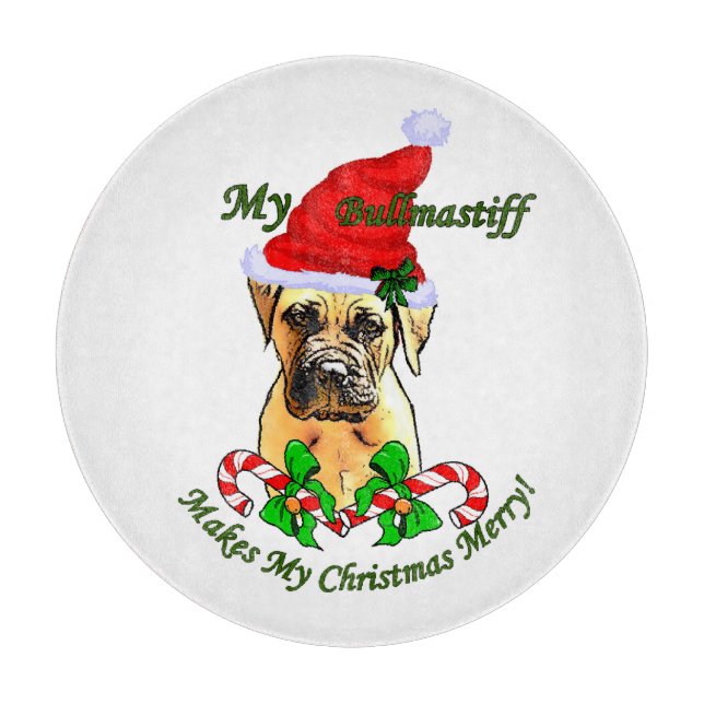 Bullmastiff Christmas Merry Schneidebrett (Vorderseite)