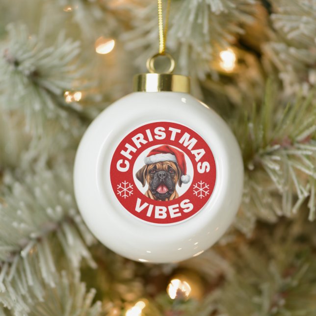 Bullmastiff Christmas Vibes Keramik Kugel-Ornament (Baum)