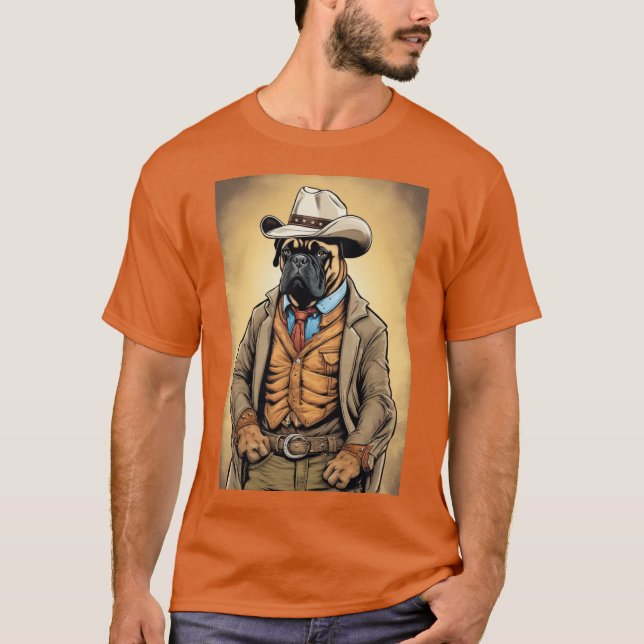 Bullmastiff Cowboy T-Shirt (Vorderseite)