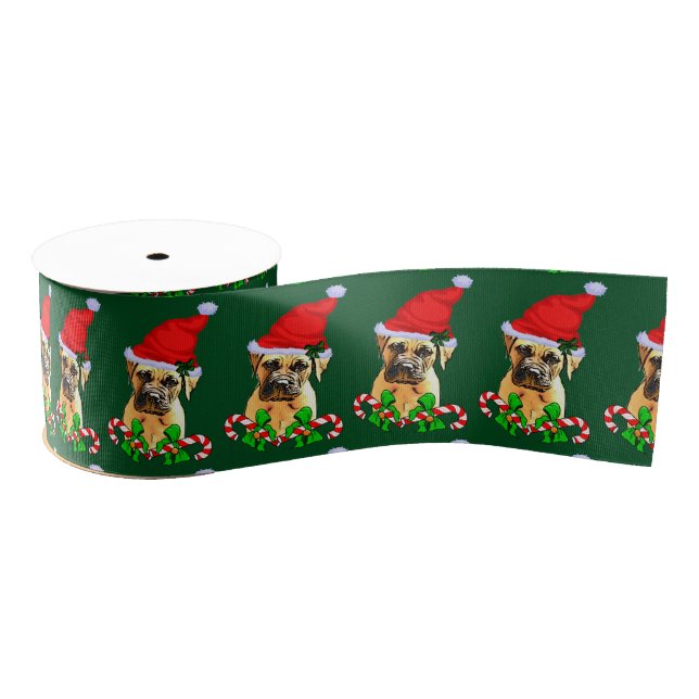 Bullmastiff Dog Christmas Ripsband (Spule)