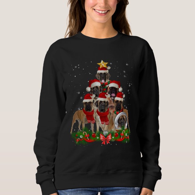 Bullmastiff Dog Christmas Tree Sweatshirt (Vorderseite)