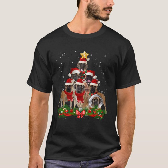 Bullmastiff Dog Christmas Tree T-Shirt (Vorderseite)