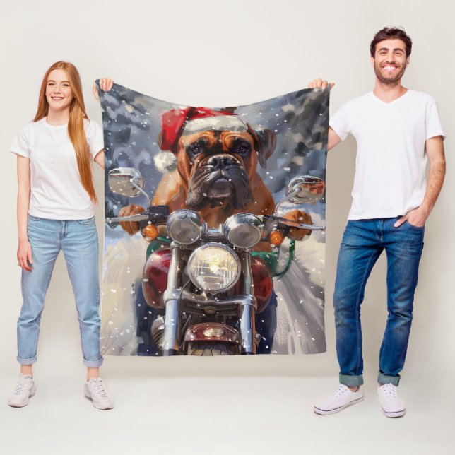 Bullmastiff Dog Riding Motorrad Weihnachten Fleecedecke (Beispiel)