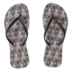 Bullmastiff Dog Riding Motorrad Weihnachten Flip Flops