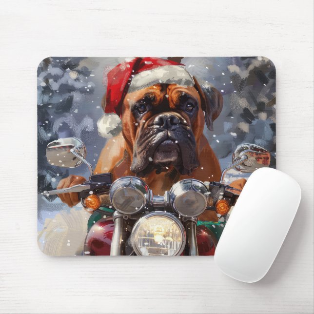 Bullmastiff Dog Riding Motorrad Weihnachten Mousepad (Mit Mouse)