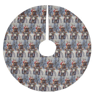 Bullmastiff Dog Riding Motorrad Weihnachten Polyester Weihnachtsbaumdecke
