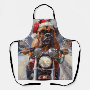 Bullmastiff Dog Riding Motorrad Weihnachten Schürze
