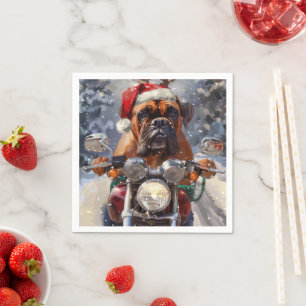 Bullmastiff Dog Riding Motorrad Weihnachten Serviette
