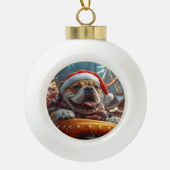 Bullmastiff Dog Roller Untersetzer Weihnachten Keramik Kugel-Ornament (Vorderseite)