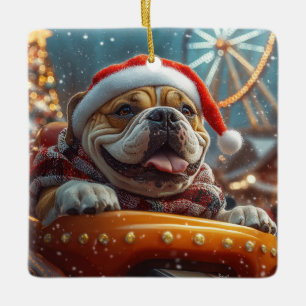 Bullmastiff Dog Roller Untersetzer Weihnachten Keramikornament