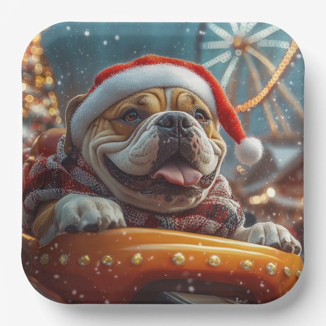 Bullmastiff Dog Roller Untersetzer Weihnachten Pappteller (Vorderseite)