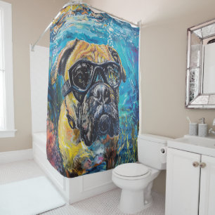 Bullmastiff Dog Scuba Diving Underwater Duschvorhang