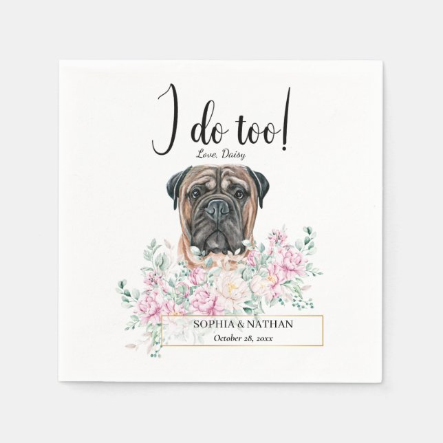 Bullmastiff Dog Wedding Cocktail Napkins Serviette (Vorderseite)