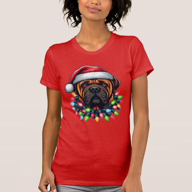 Bullmastiff Dog Weihnachtshut Xmas T-Shirt (Vorderseite)