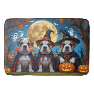 Bullmastiff Dogs Pumpkin Halloween Funny Badematte
