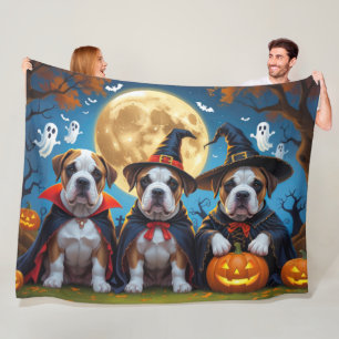 Bullmastiff Dogs Pumpkin Halloween Funny Fleecedecke