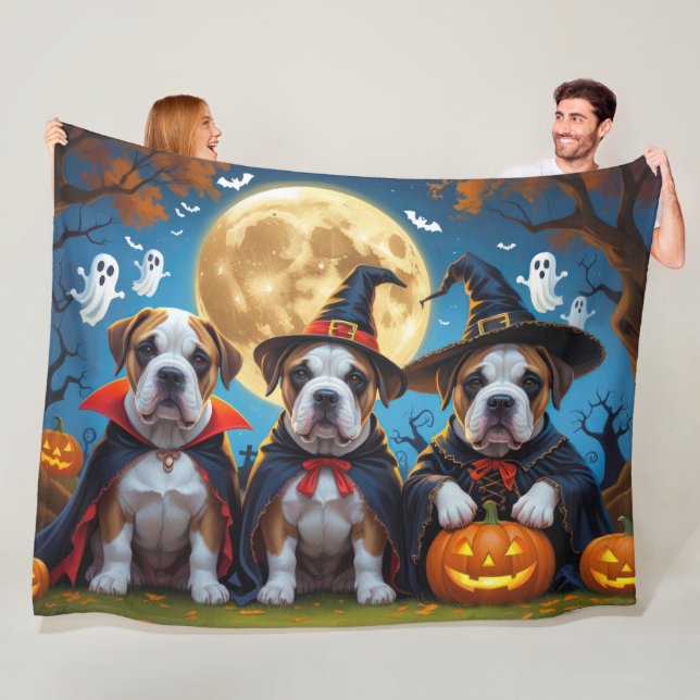 Bullmastiff Dogs Pumpkin Halloween Funny Fleecedecke (Beispiel)