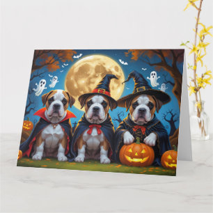 Bullmastiff Dogs Pumpkin Halloween Funny Karte