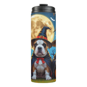 Bullmastiff Dogs Pumpkin Halloween Funny Thermosbecher