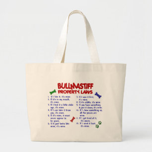 BULLMASTIFF Eigentums-Gesetze 2 Jumbo Stoffbeutel