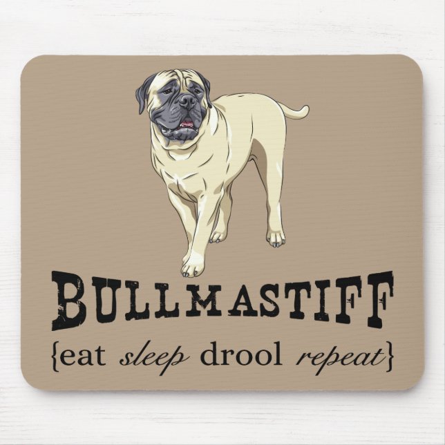 Bullmastiff "essen Schlafgeiferwiederholung" Mousepad (Vorne)